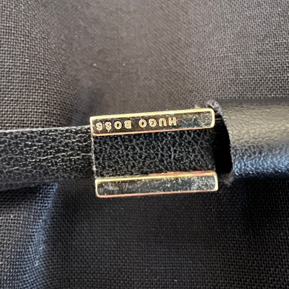 HUGO BOSS Black Diabina Leather Belted Wool Blend Sheath LBD Dress size 6 - Picture 10 of 11